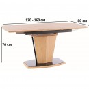 Стол обеденный SIGNAL HOUSTON дуб/дуб/черный лак 120-160/80